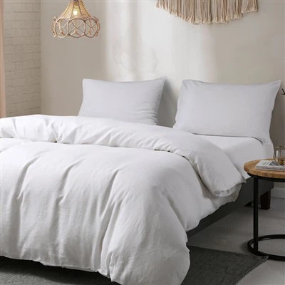 Wit linnen dekbedovertrek